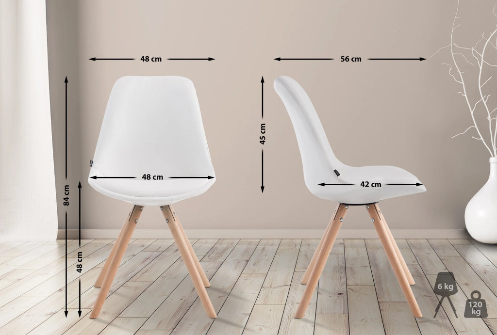 Sedia visitatore Laval in similpelle gambe tonde natura,bianco