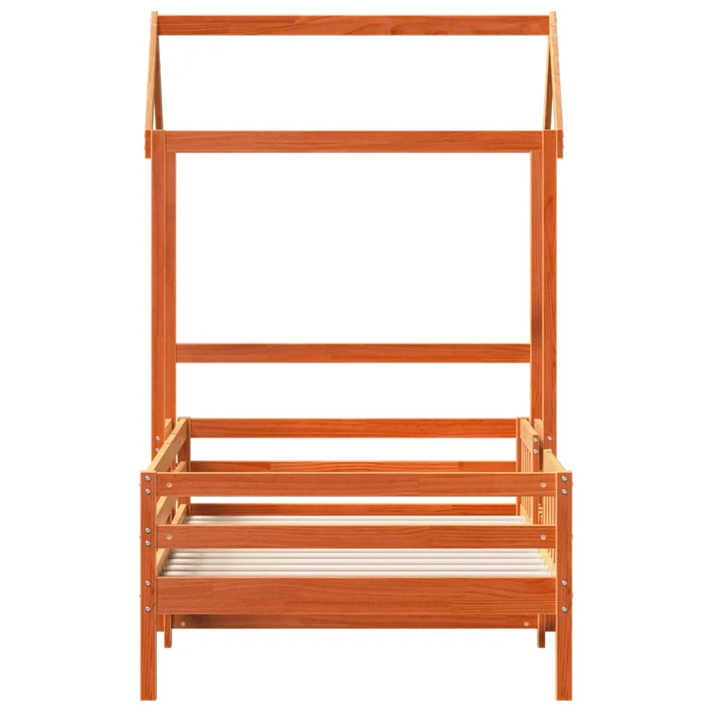 vidaXL Giroletto con Tetto Marrone Cera 90x190 cm Massello Pino
