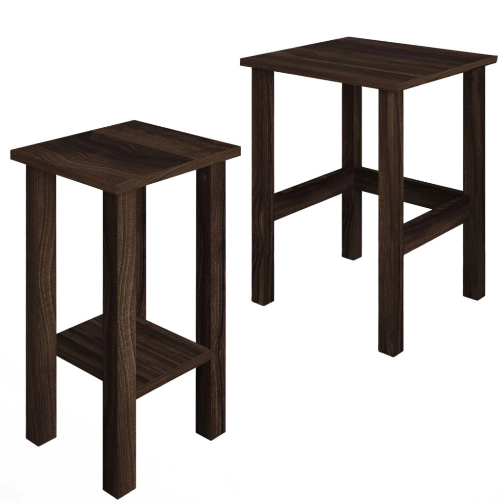 Set di 2 tavolini in legno "Gina 2" - 45 x 45 x 60 cm - Marrone