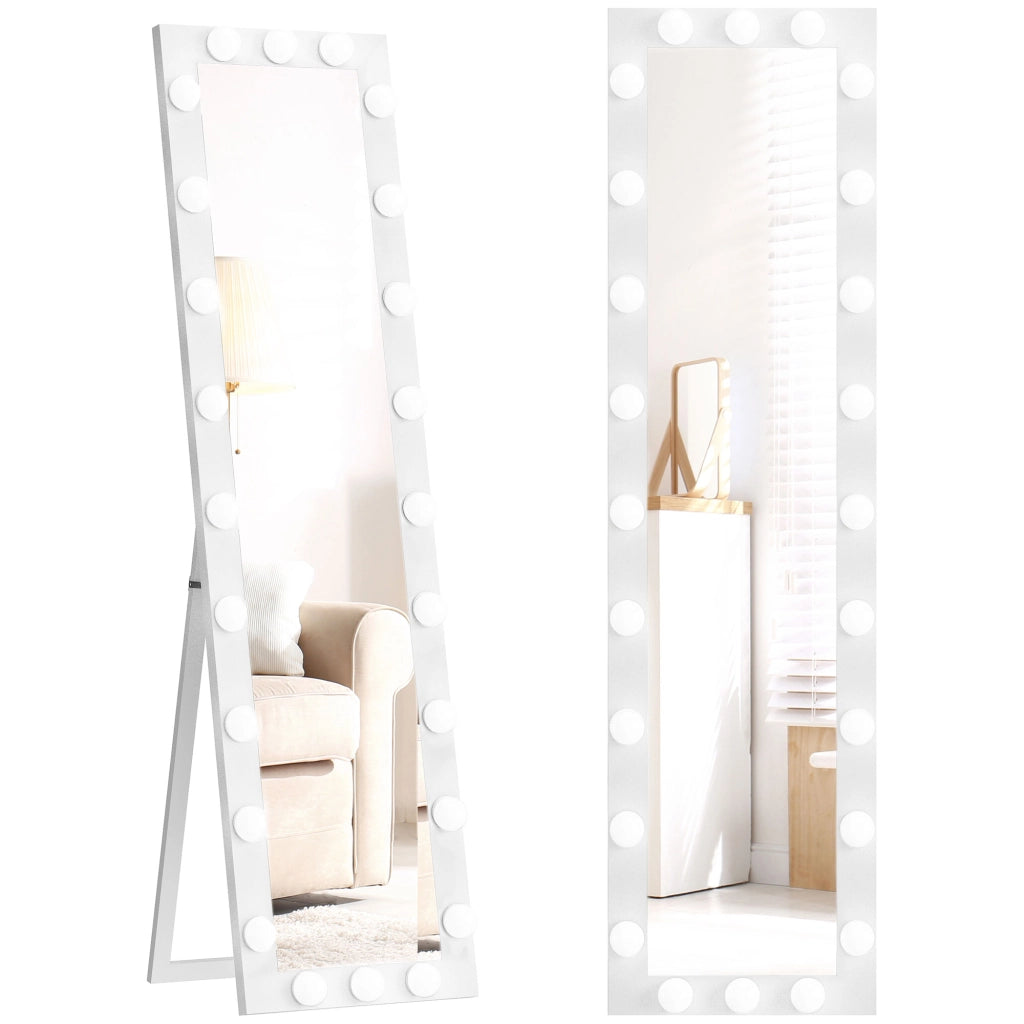 Specchio LED 150x40 cm con 24 lampadine 3 colori luce ¨C zephmum ¨C bianco