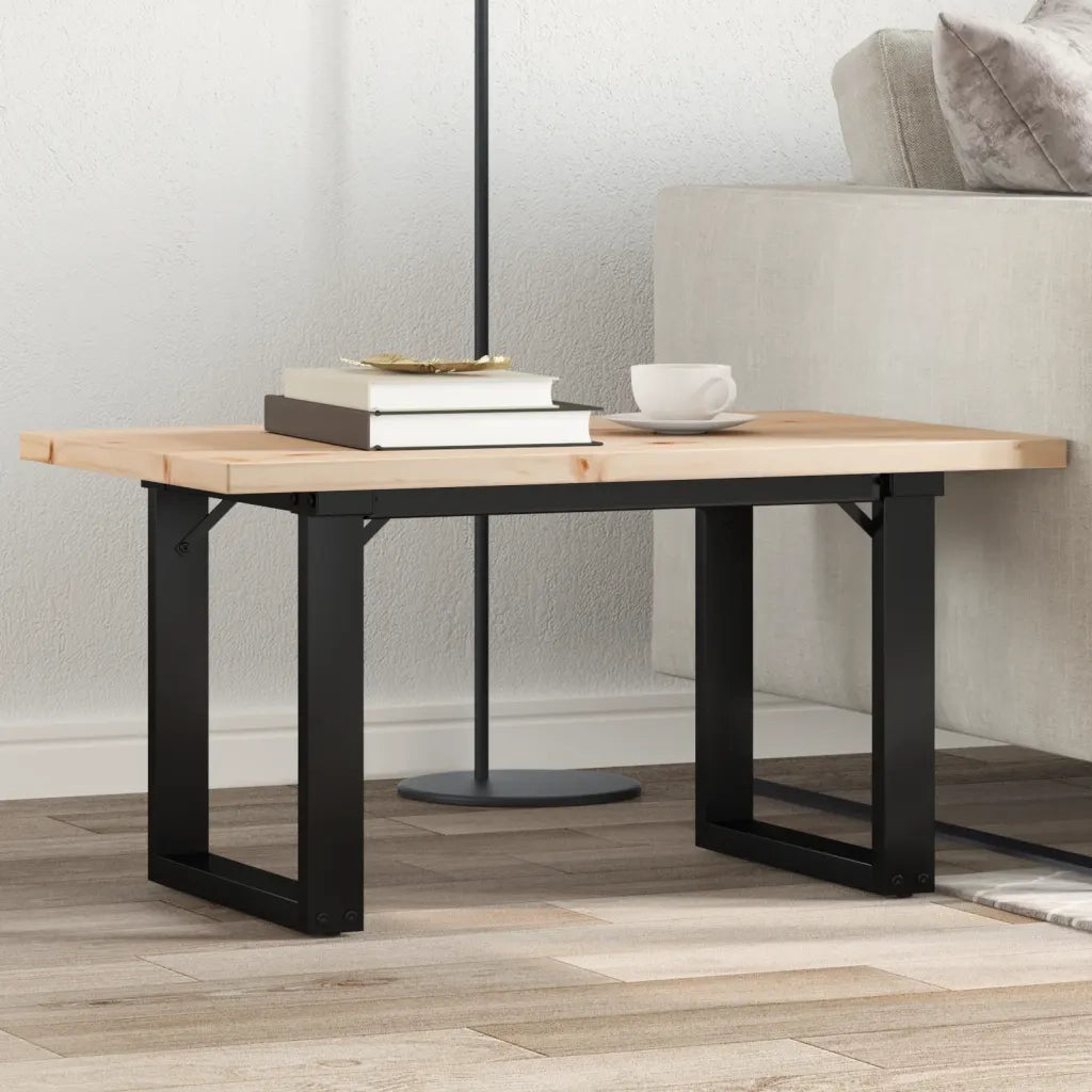 Tavolino Salotto Telaio a O 80x50x40,5cm Legno Pino e Acciaio