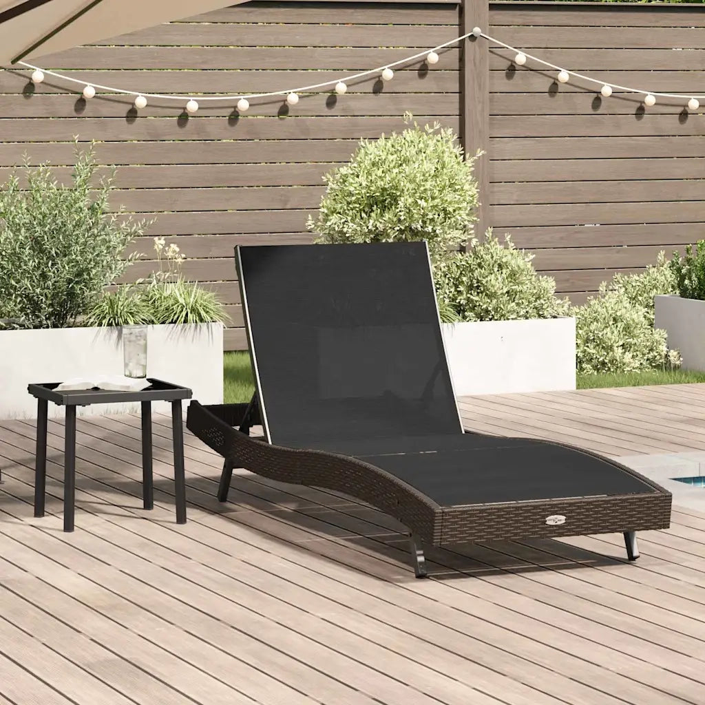 2 pz Lettino Prendisole | Sdraio da giardino | Lettino da sole Nero e Marrone polyrattan