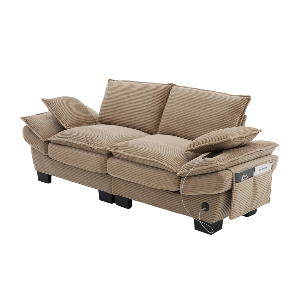 Divano Modulare 2 Posti con Cuscini ¨C MINIMAL ¨C Tessuto Cordura, Beige/Khaki