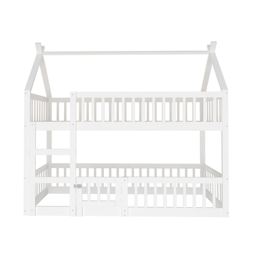 Letto a soppalco per bambini 90x200 cm con scala integrata e design multifunzionale bianco