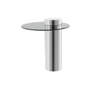 Tavolino Ontario in acciaio inox e vetro grigio