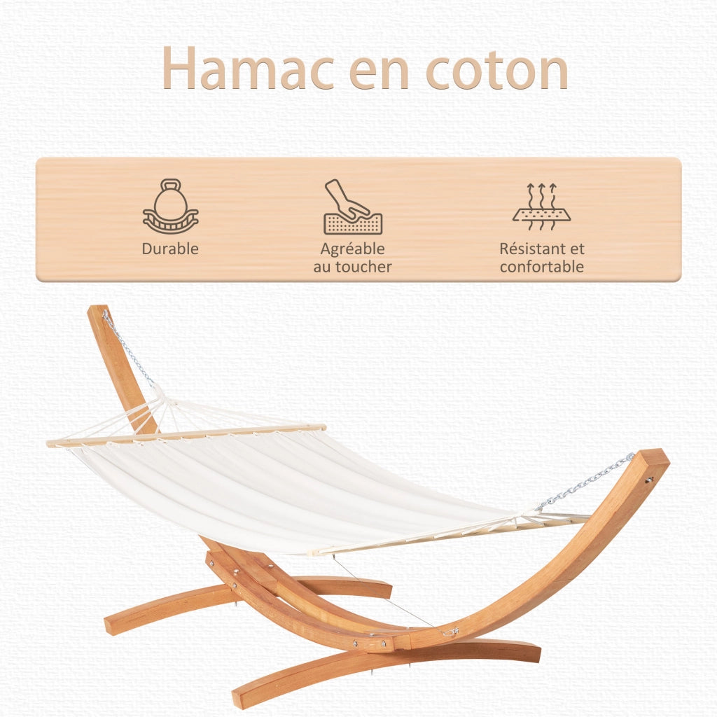 Amaca da giardino con supporto in legno ¨C zephmum ¨C 392x120x110 cm color crema marrone