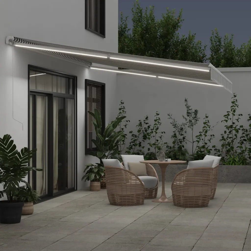 vidaXL Tenda Retrattile Manuale con LED Antracite e Bianco 500x350 cm