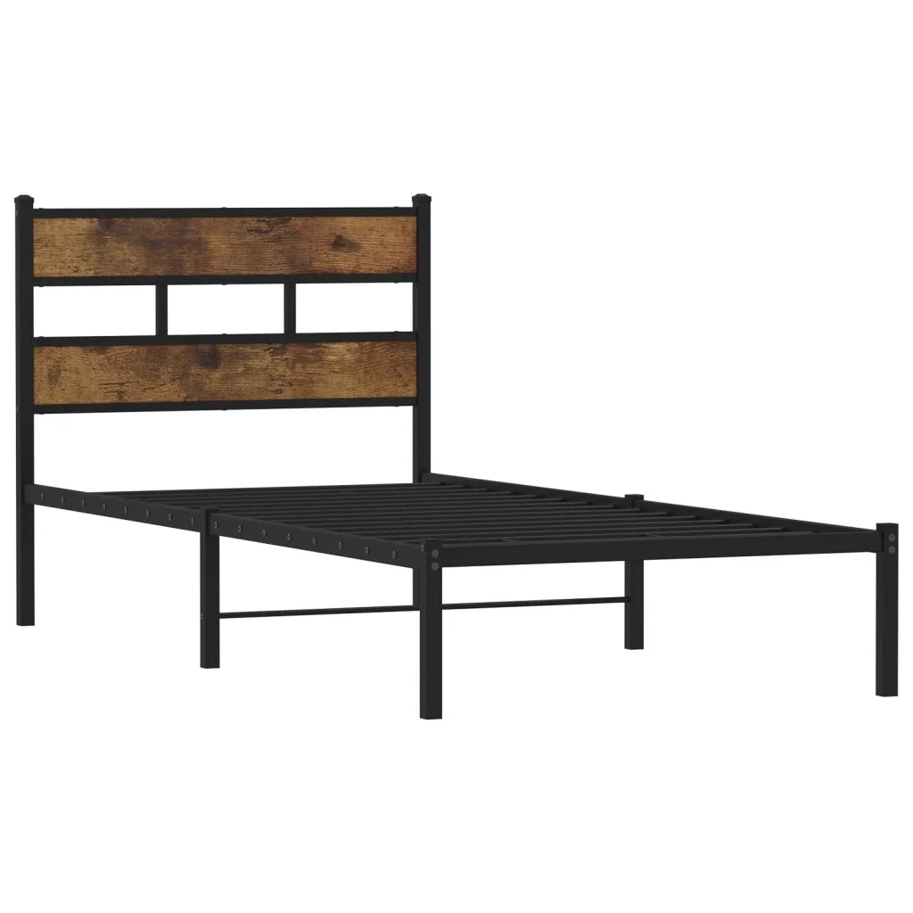 vidaXL Giroletto senza Materaso in Metallo Rovere Fumo 100x200 cm