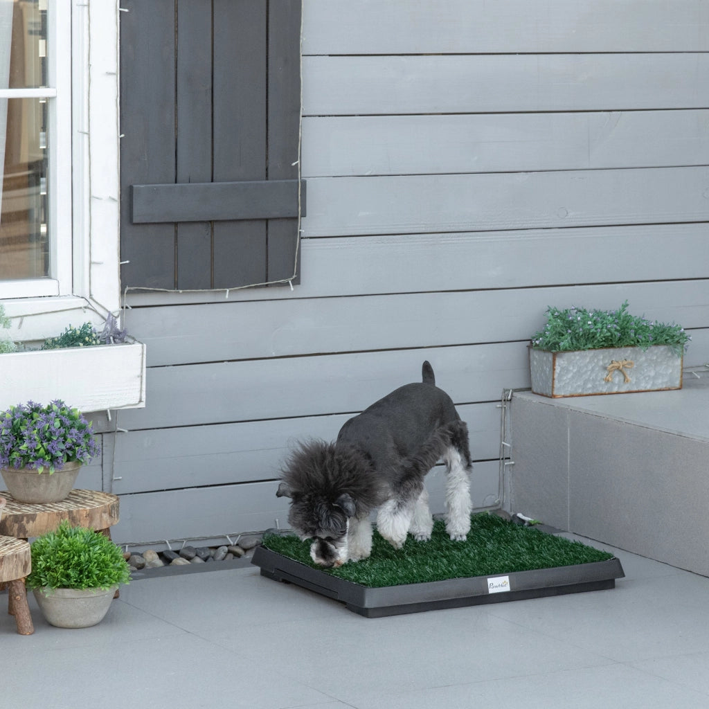 Lettiera per Cani 51x63 cm con Prato Sintetico e Vassoio Inferiore per Interno ed Esterno