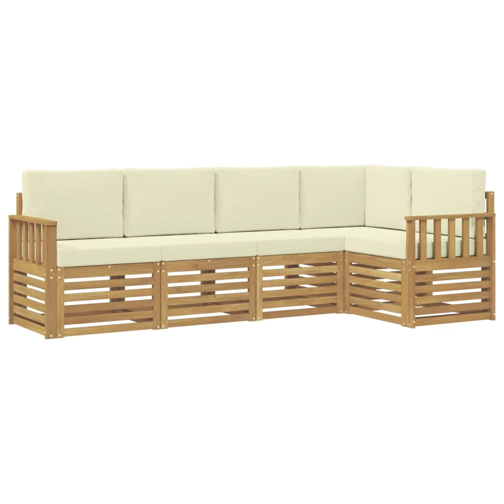 Set di divani da esterno 5 pcs Bianco e Crema