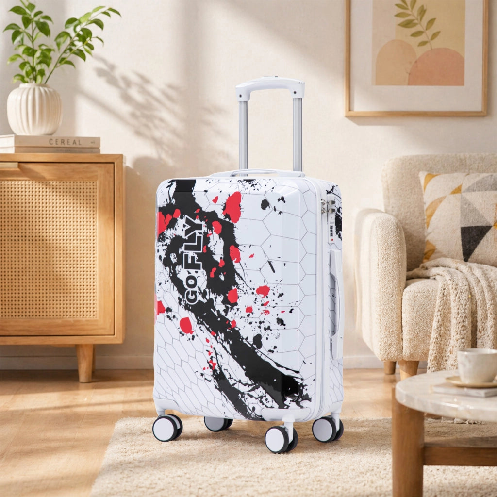 Valigia rigida 20 pollici con ruote spinner 360 gradi e lucchetto a combinazione in PC nera 39 × 23,5 × 56 cm