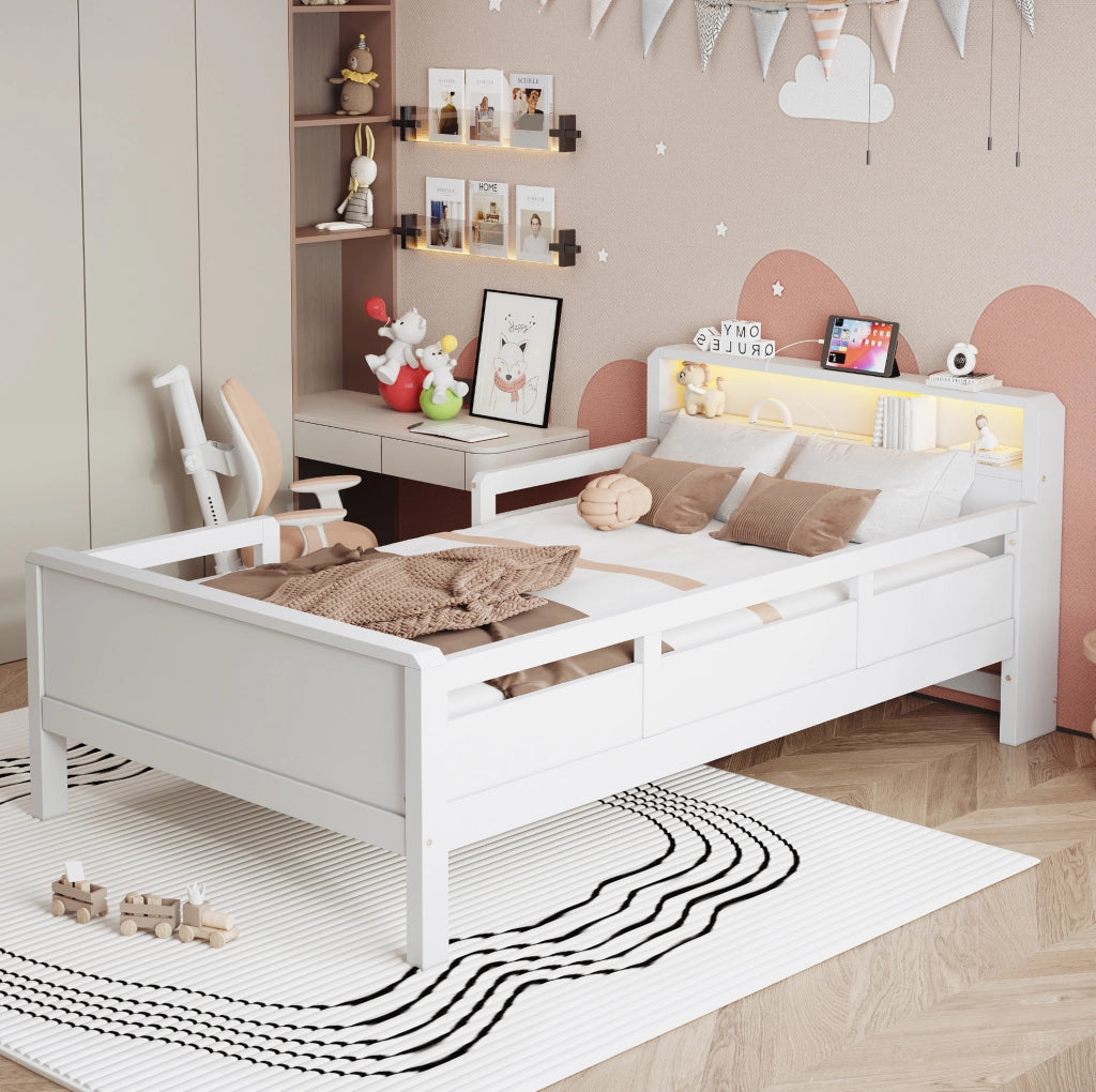 Letto singolo per bambini 90x200 cm con LED, USB e Type-C