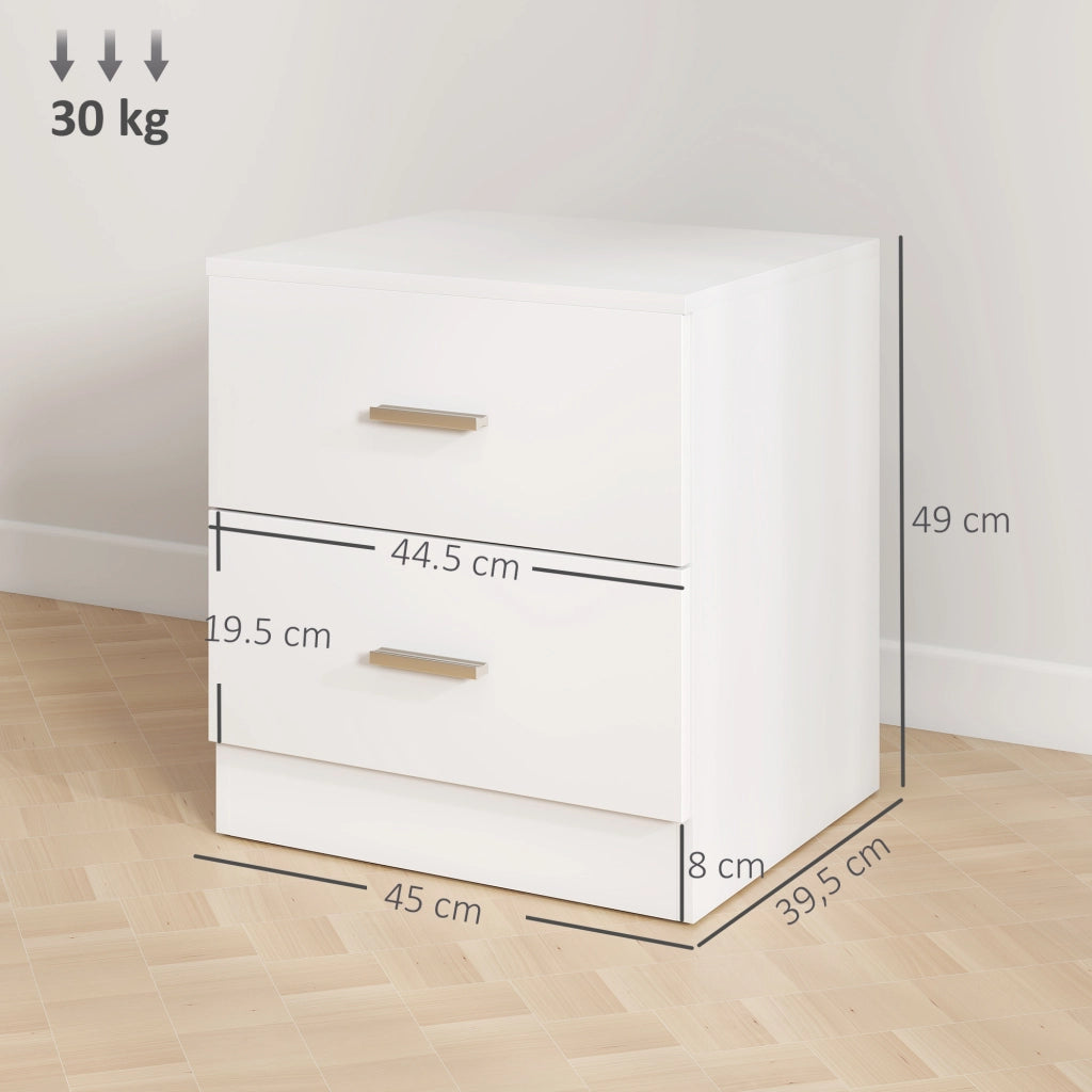Tavolino da notte con 2 cassetti ¨C Zephmum ¨C Bianco 45x39,5x49 cm