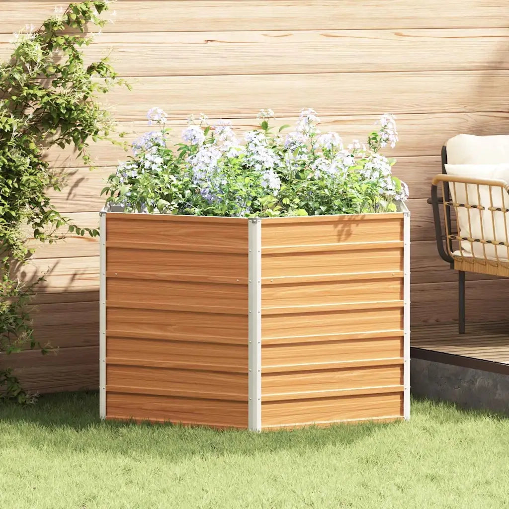 Fioriere | Cassetta per fiori | Letto rialzato da giardino Marrone Chiaro 129 x 129 x 77 cm