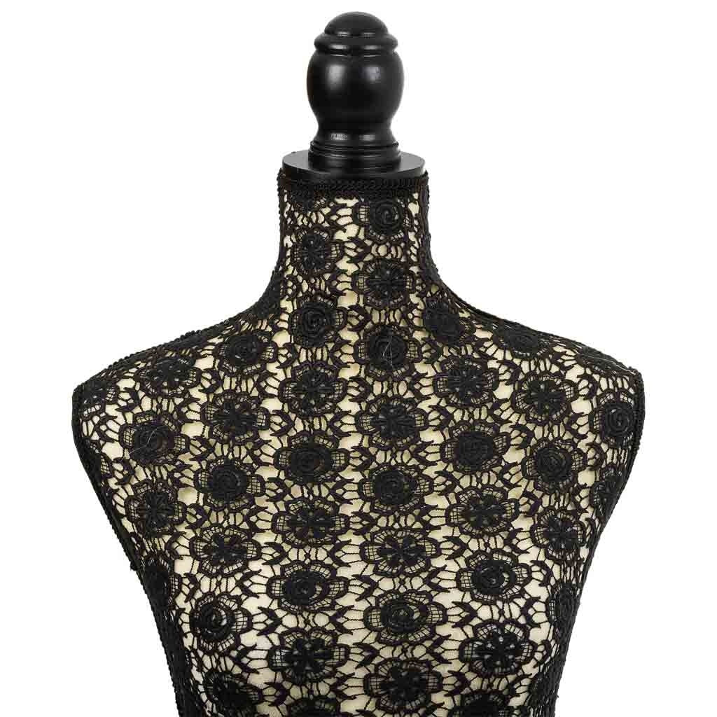 Manichino in legno e schiuma rivestito in tessuto nero 24x37,5x168h