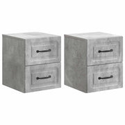 Mobiletto da notte a muro con cassetto 2 pcs Grigio Cemento