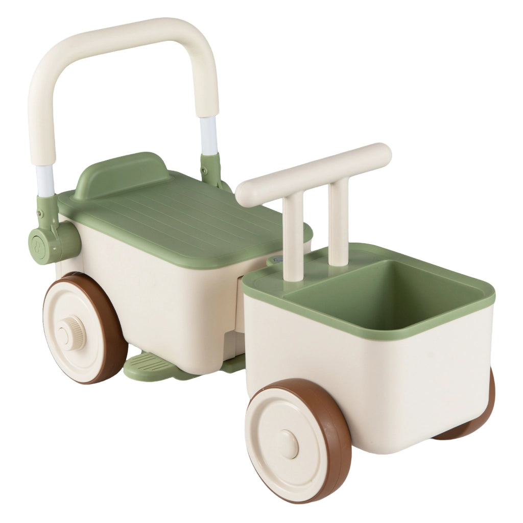 Auto a spinta per bambini 3 in 1 con corda di traino e vano portaoggetti e ruote antiscivolo, Auto cavalcabile per bambini 3-6 anni Verde