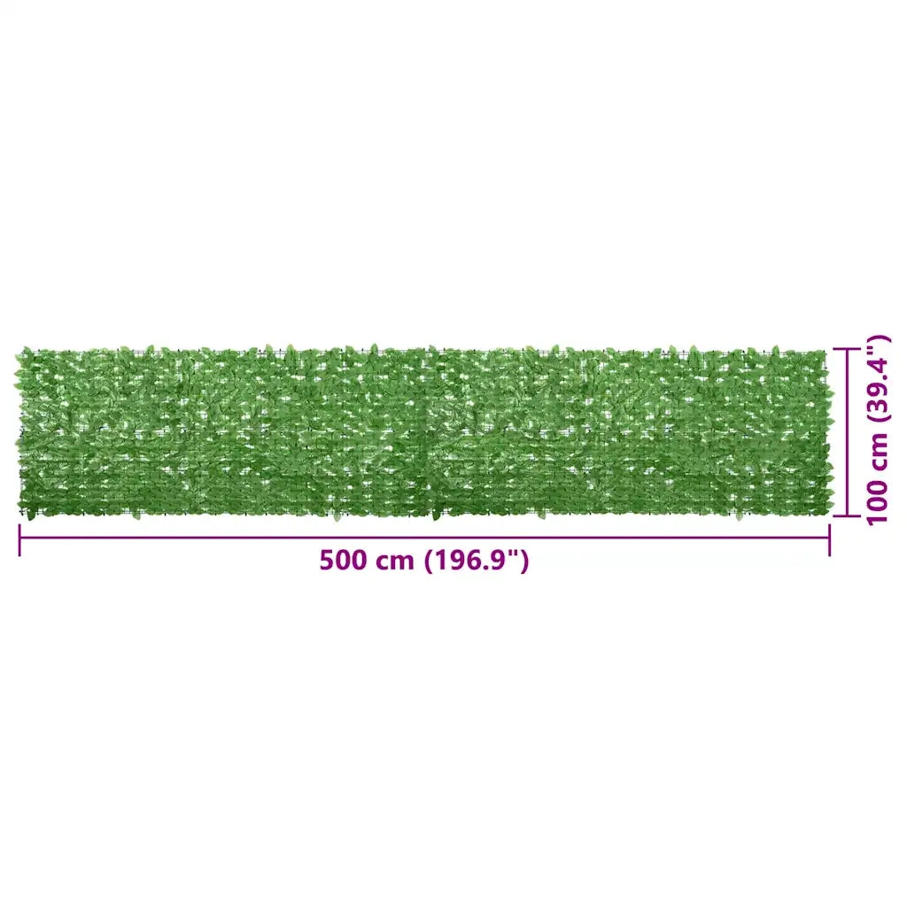 Paravento da Balcone-Pannello per balcone con Foglie Verdi 500x100 cm