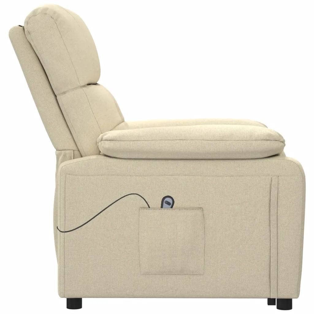 Poltrona | Sedia Relax Elettrica Reclinabile Crema in Tessuto