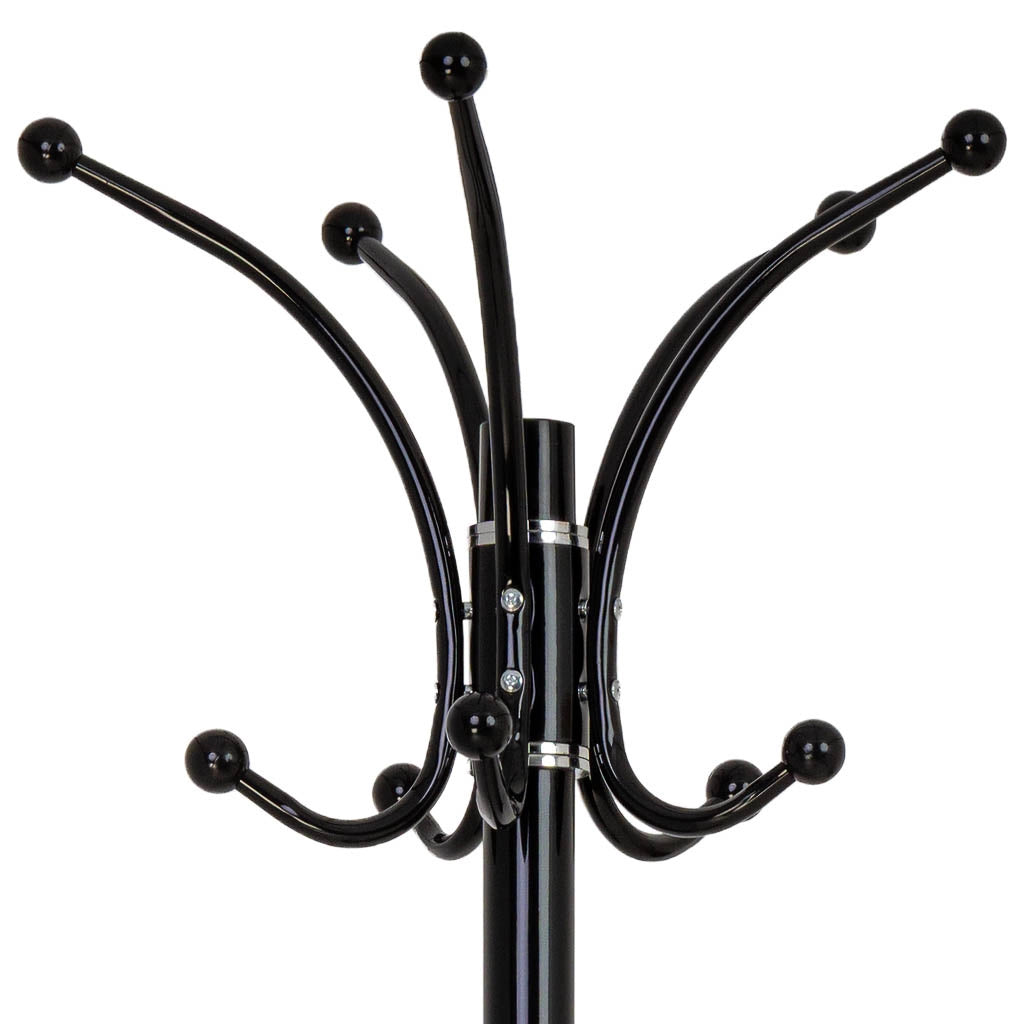 Perchero de metal negro con paraguero y 5 ganchos D36x178h cm