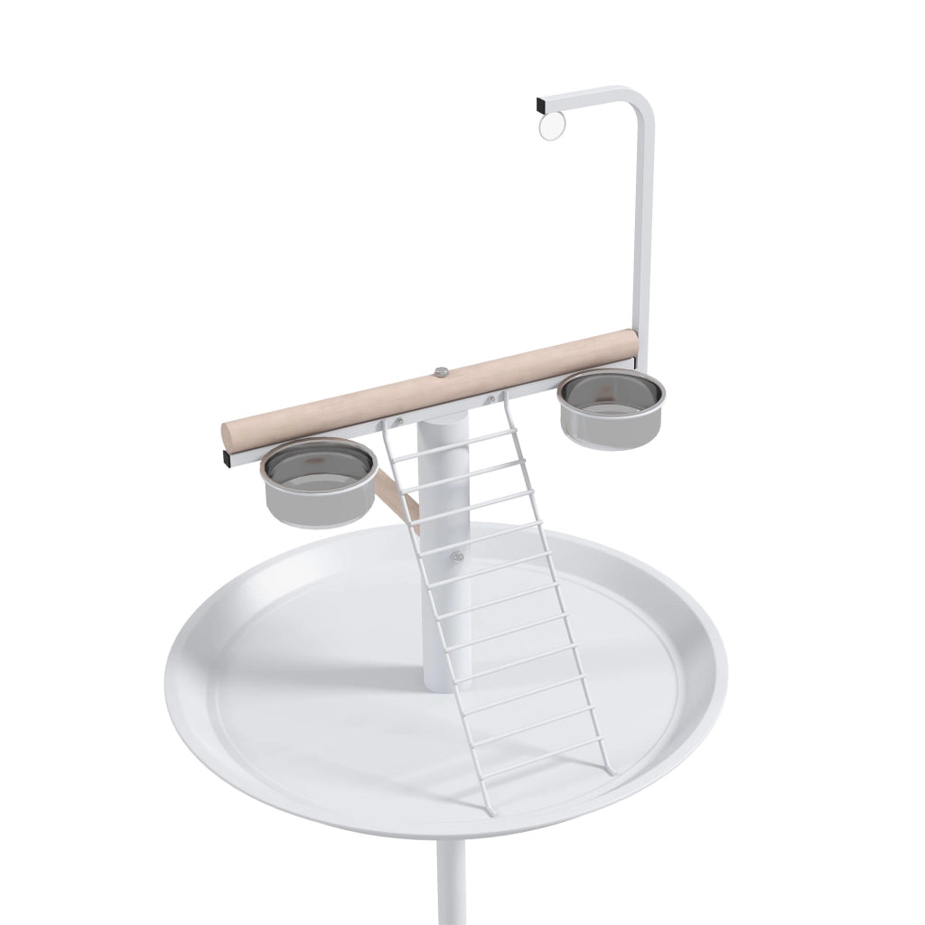 Mangiatoia per uccelli con ruote e posatoio ¨C zephmum ¨C bianco ? 60 x 138H cm