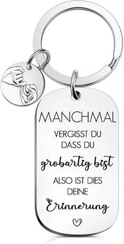 Sostegno emotivo - Portachiavi per donne - Regalo di addio - Ricordo - Chiave in acciaio inossidabile - Portachiavi in argento - Ricordo di chiave