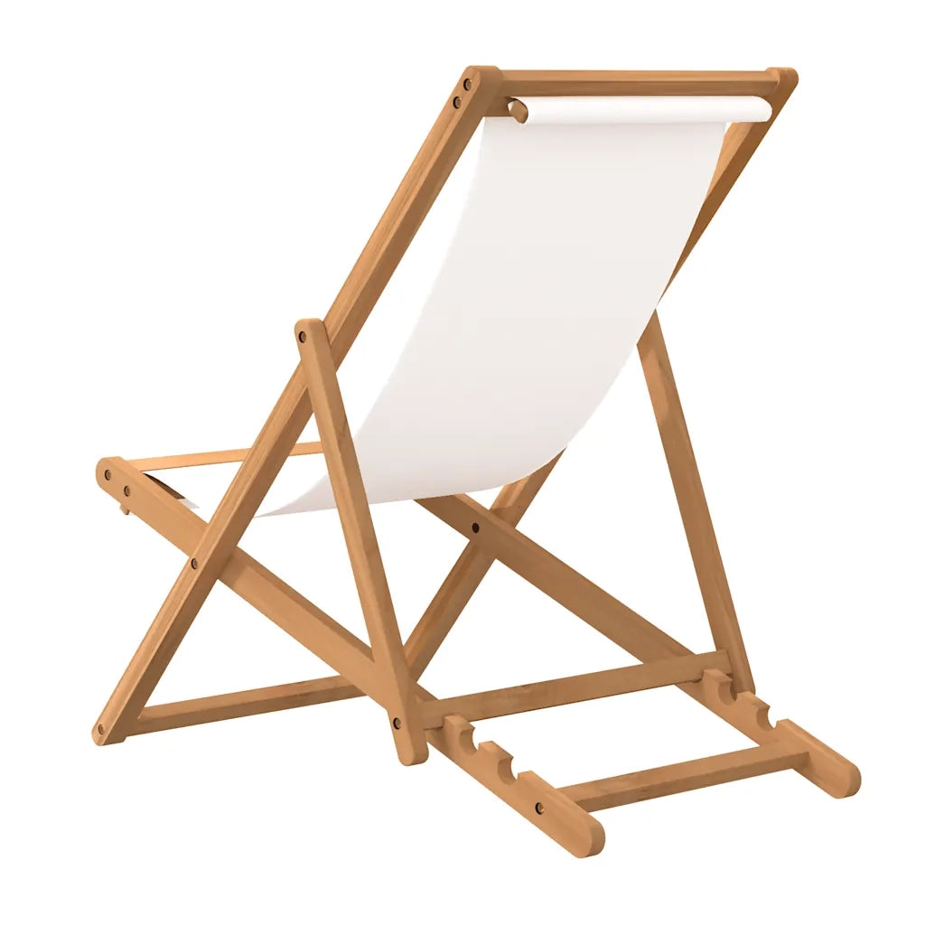 Sedia da Giardino | Sedia a Sdraio in Legno di Teak 56x105x96 cm Crema
