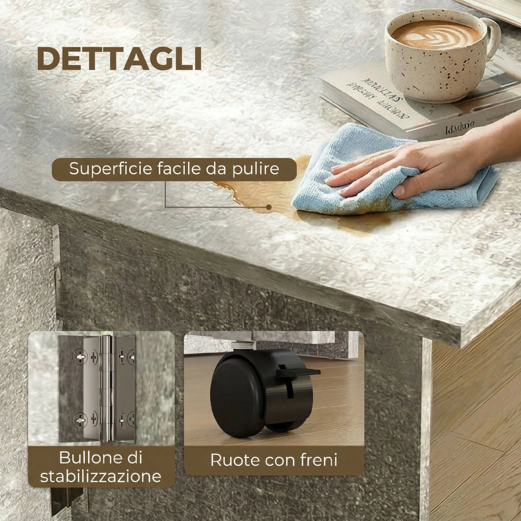 Tavolo da Pranzo Pieghevole Allungabile ¨C Zephmum ¨C Grigio Cemento