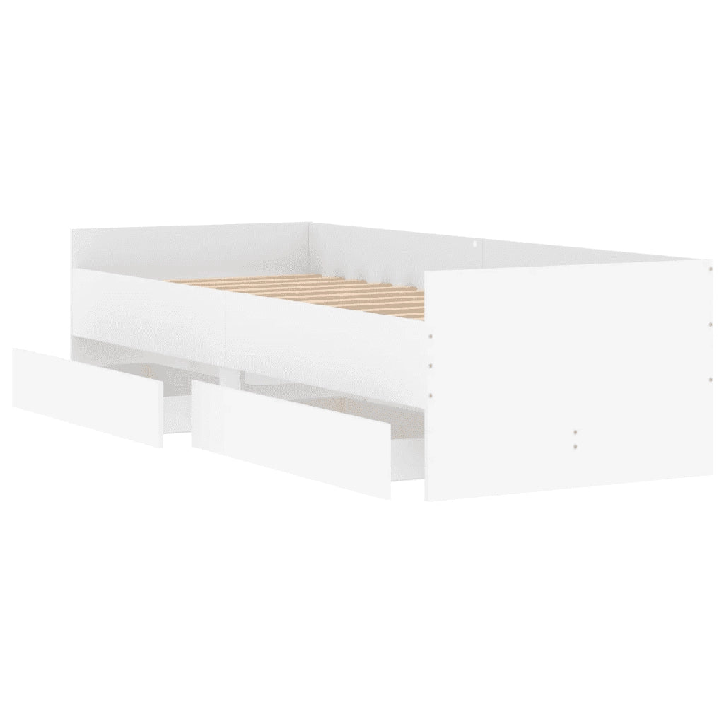 Giroletto con Cassetti-Struttura Letto con contenitore Bianco 100x200 cm 886796