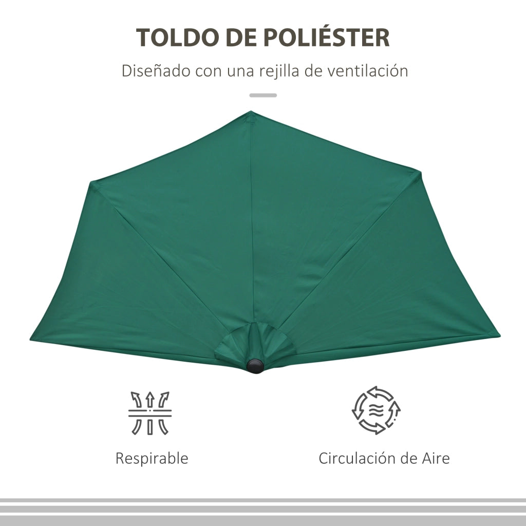 Ombrellone da Giardino Semicircolare ¨C zephmum ¨C Verde 269x138x236 cm