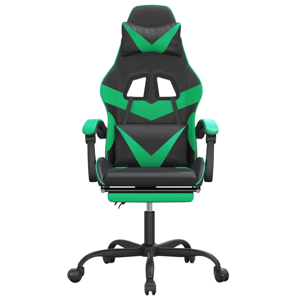 Sedia da Gaming | Sedia da e-sports con Poggiapiedi Nero e Verde in Similpelle