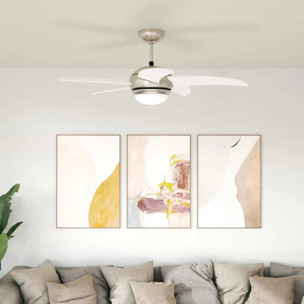 Ventilatore da soffitto con luce e telecomando Ø 110 cm Bianco 42035652