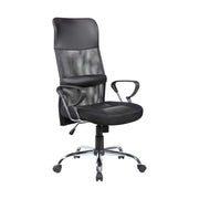 Sedia da ufficio Ateleta, Poltrona presidenziale con braccioli, Sedia ergonomica da ufficio, 56x61h111/121 cm, Nero