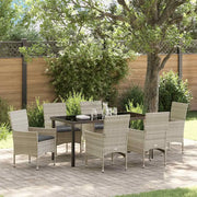 Set da Pranzo per Giardino 7 pcs Grigio chiaro polyrattan