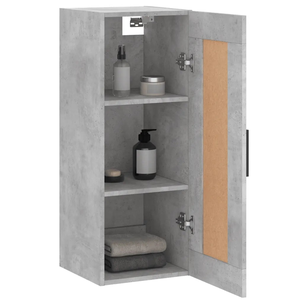 Mobile a Parete Grigio Cemento 34,5x34x90 cm Legno Multistrato 830528