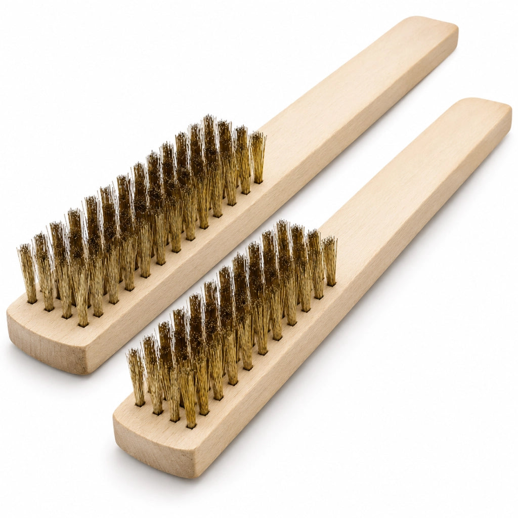 Set 2 Spazzole con Metalliche Manico Legno 25 cm 07055