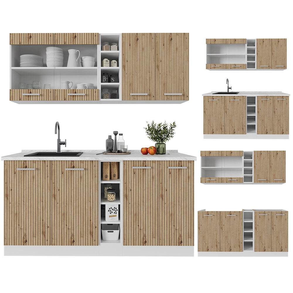 Vicco Cucina singola Rovere artigianale/bianco 160 cm Senza piano di lavoro