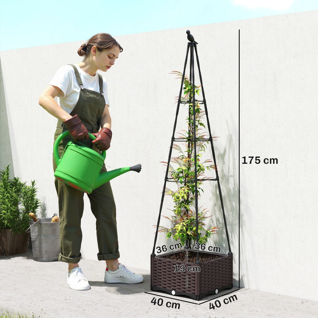 Fioriera con Griglia in Metallo per Piante Rampicanti ¨C Xylo ¨C Polipropilene Grigio 40x40x175 cm
