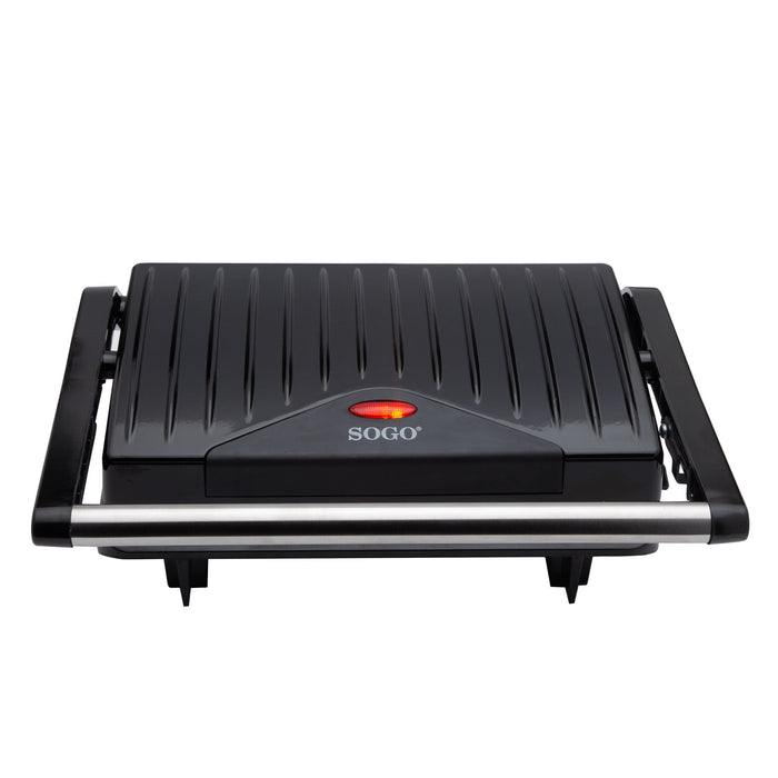 SOGO Grill Panini 2 Fette – 750W – Piastra Antiaderente, Apertura 180°, Manico Cool Touch, Termostato, Facile da Pulire, Cottura Uniforme