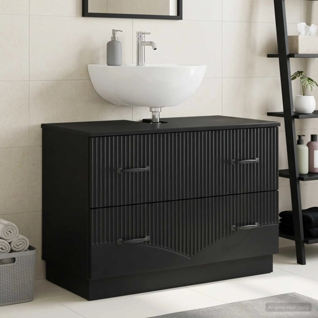 Armadio per Lavabo da Bagno HOORN Nero 82 x 41 x 56 cm 897236
