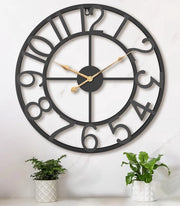 Orologio da Parete Grande Moderno per Sala da Pranzo, 47cm Orologio da Parete Grande in Metallo Nero Silenzioso con Numeri Arabi per Cucina, Ufficio, Sala da Pranzo