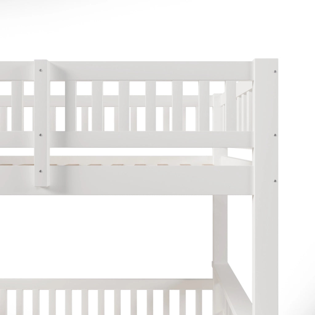 Letto a castello in pino bianco 90x200 + 140x200 cm
