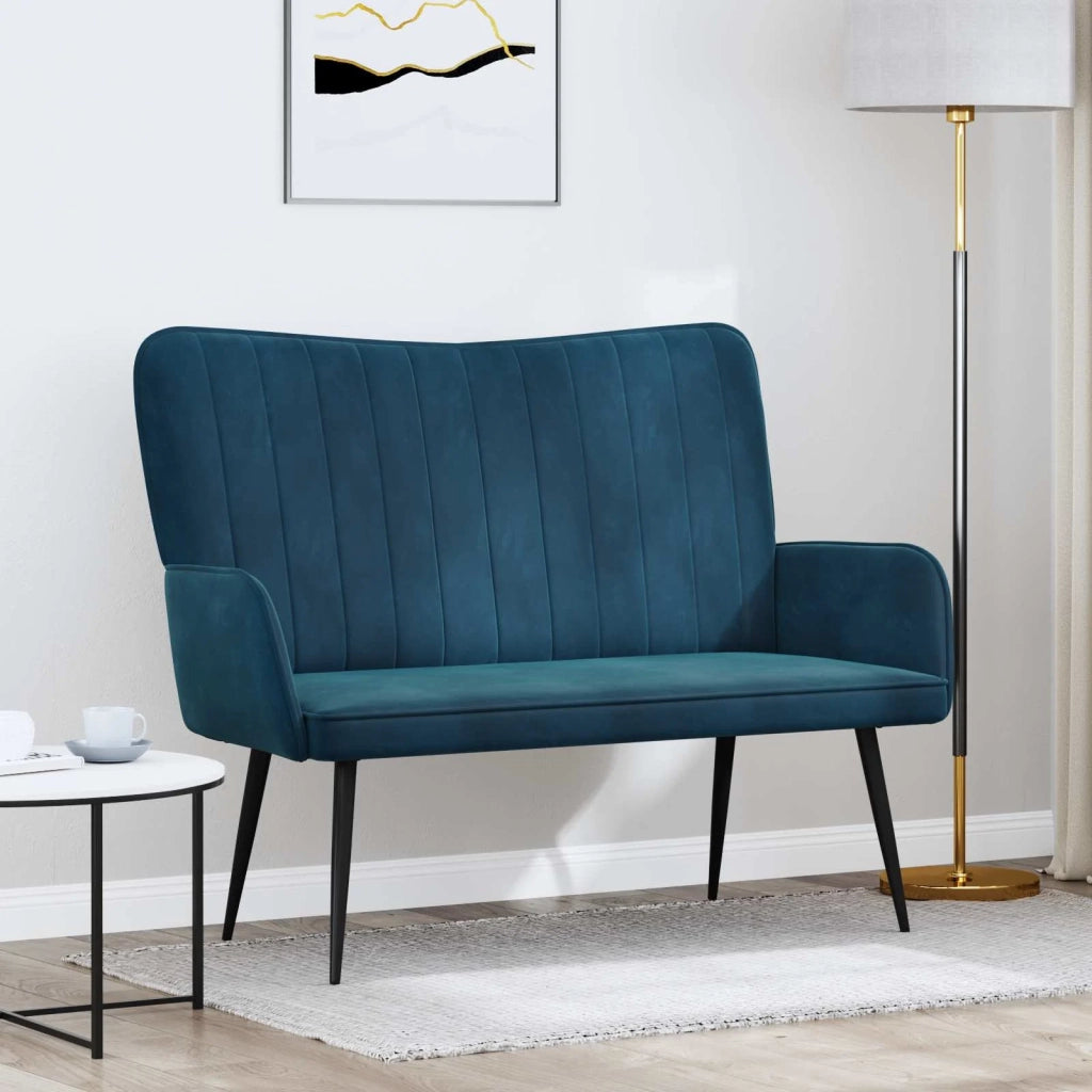 Sofa a Due Posti Blu 115 x 61 x 87 cm Velluto