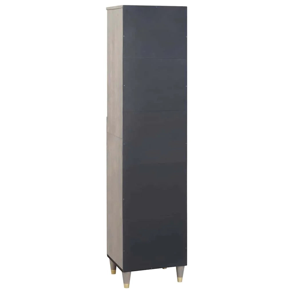 Mobiletto da bagno moderno con cassetto 38 x 33 x 160 cm design elegante e raffinato in legno massello di mango grigio 02_0057888
