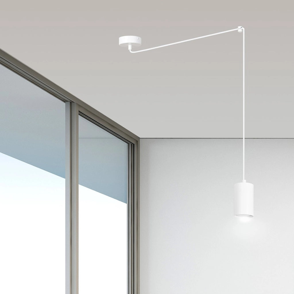 Lampada a sospensione TRAKER in acciaio bianco opaco