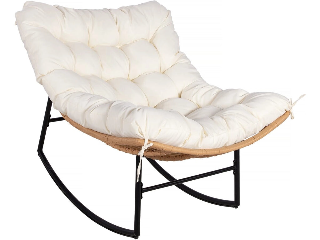 Sedia a dondolo "Papaya" con cuscino per interni/esterni - Beige