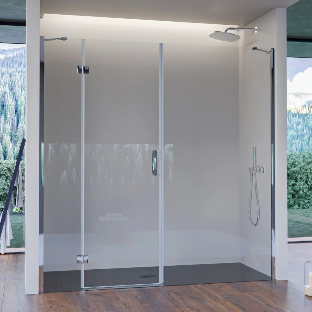 Porta doccia anta battente cristallo 8mm h195 cm regina, misura 170