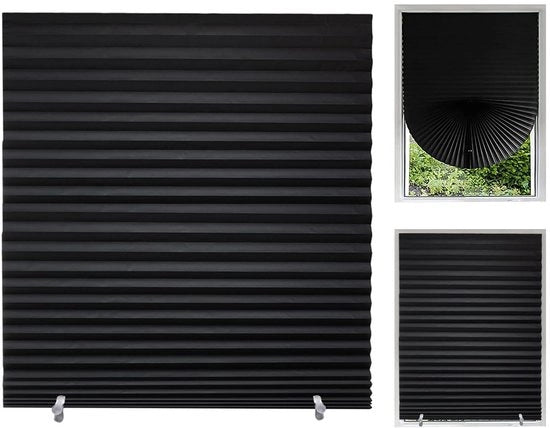 Tende a Velo 90 x 180 cm - Nero - Tessuto - Autoadesivo - Senza Foratura - Avviso di Sicurezza - Tenda a Velo