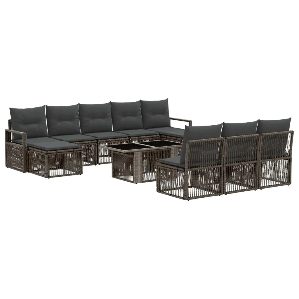 Set Divano da Giardino 11 pz Grigio e Grigio Scuro polyrattan 3437153