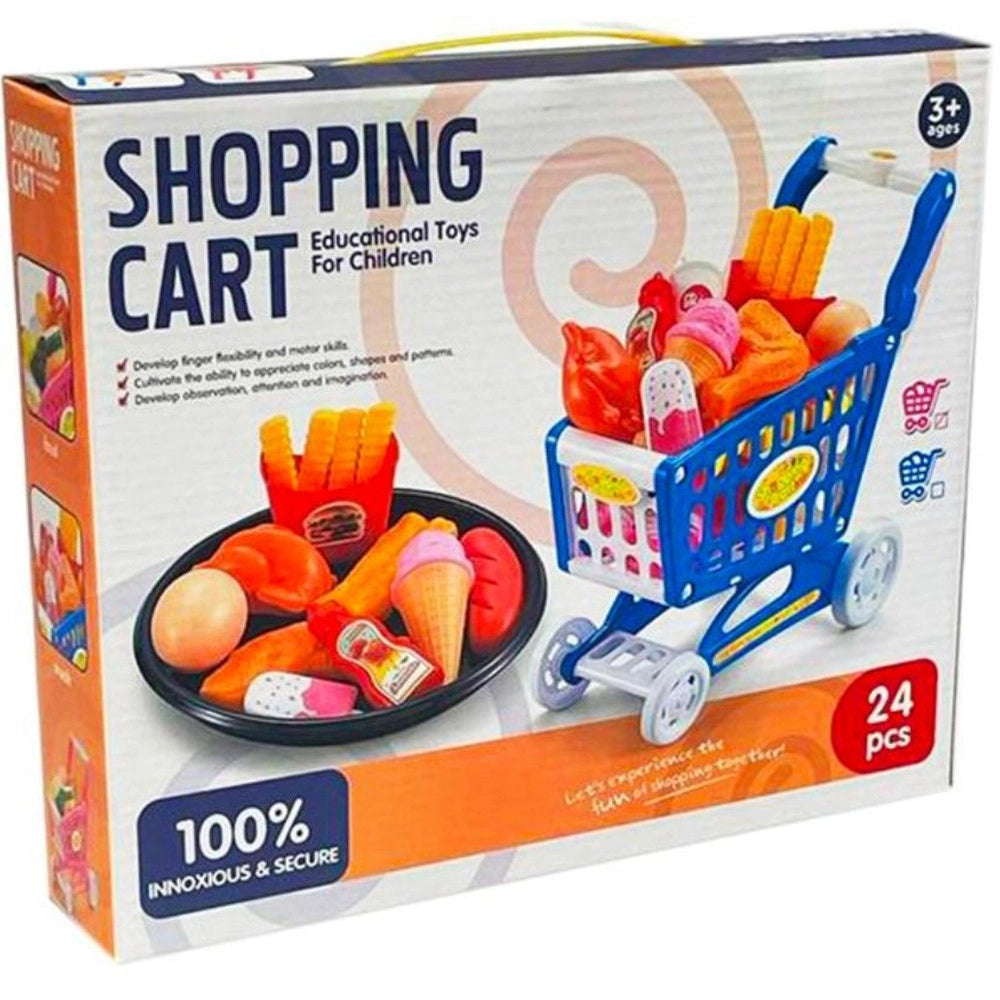 Trade Shop - Carrello Della Spesa Per Bambini 24 Pezzi Gioco Di Simulazione Supermarket 3+ -